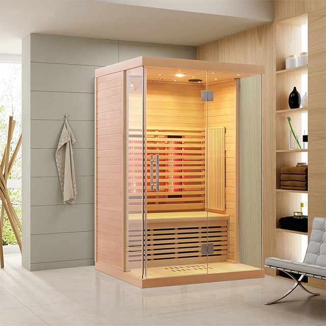 SAUNA EVOLUTION® Indoor Low EMF Sauna with Front Glass Far Infrared 05