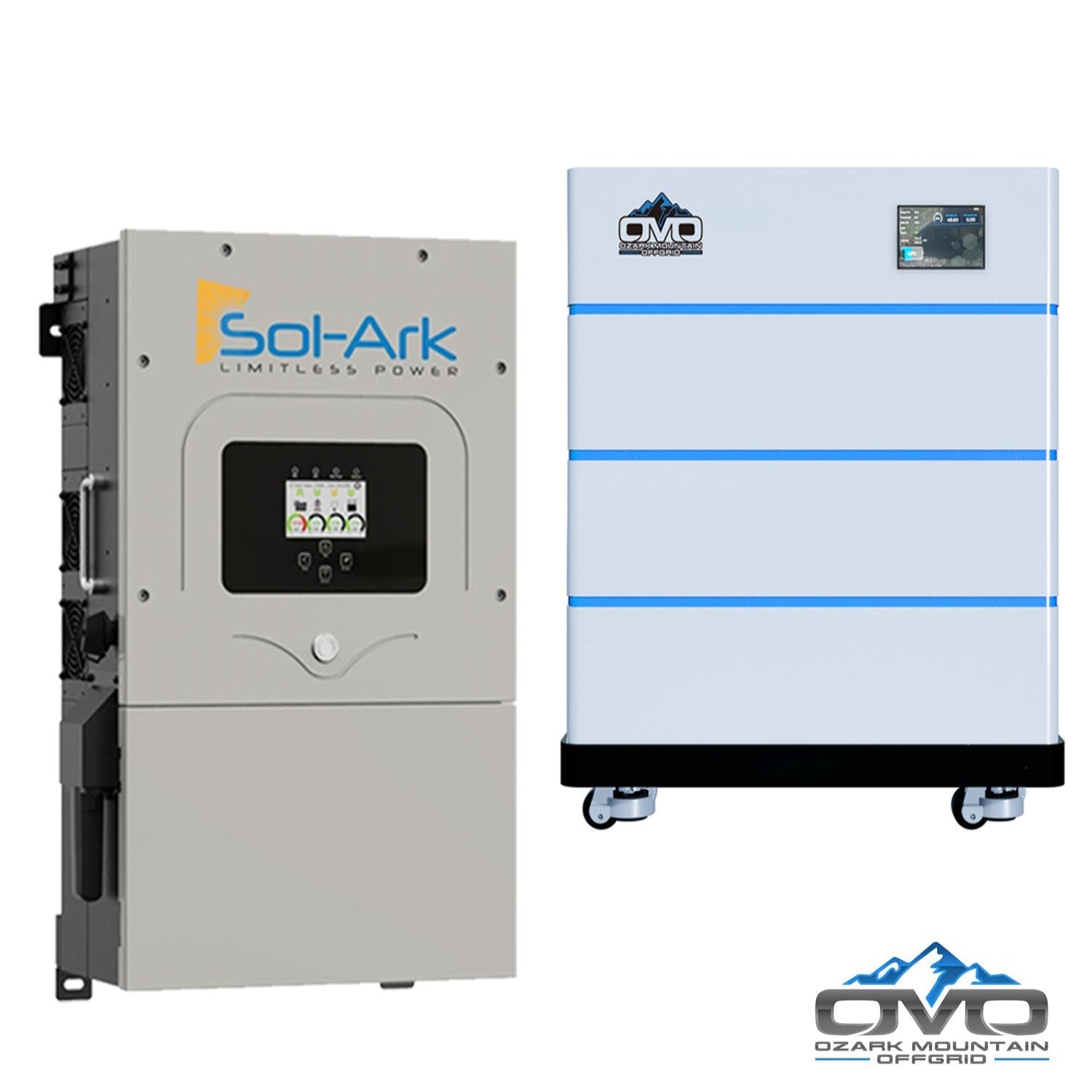 25KW Complete Offgrid Solar Kit - 15K Sol-Ark Inverter + 15.36KW OMO Stack Lithium Battery +26.4KW Solar with Mounting Rails and Wiring