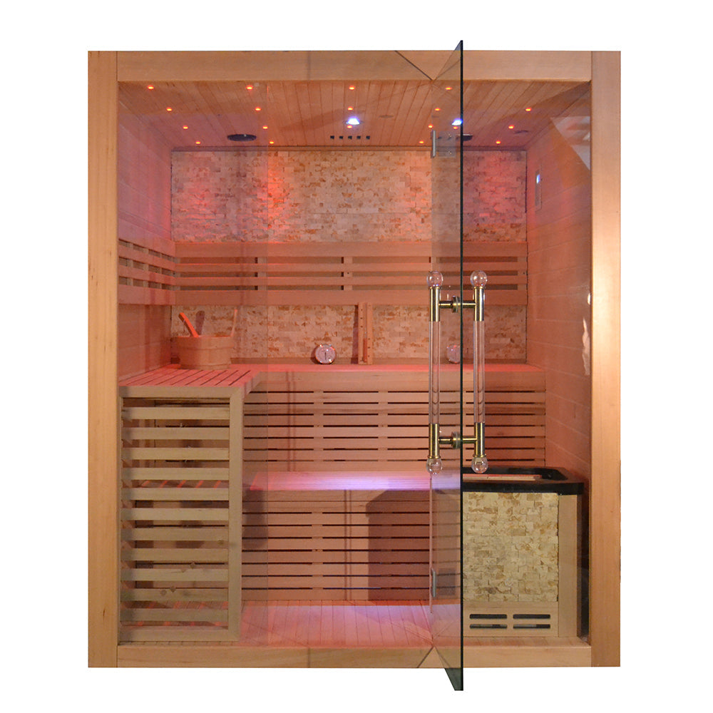 SAUNA EVOLUTION® Include Therapy Wood Traditional Steam Sauna Modern Relax 7