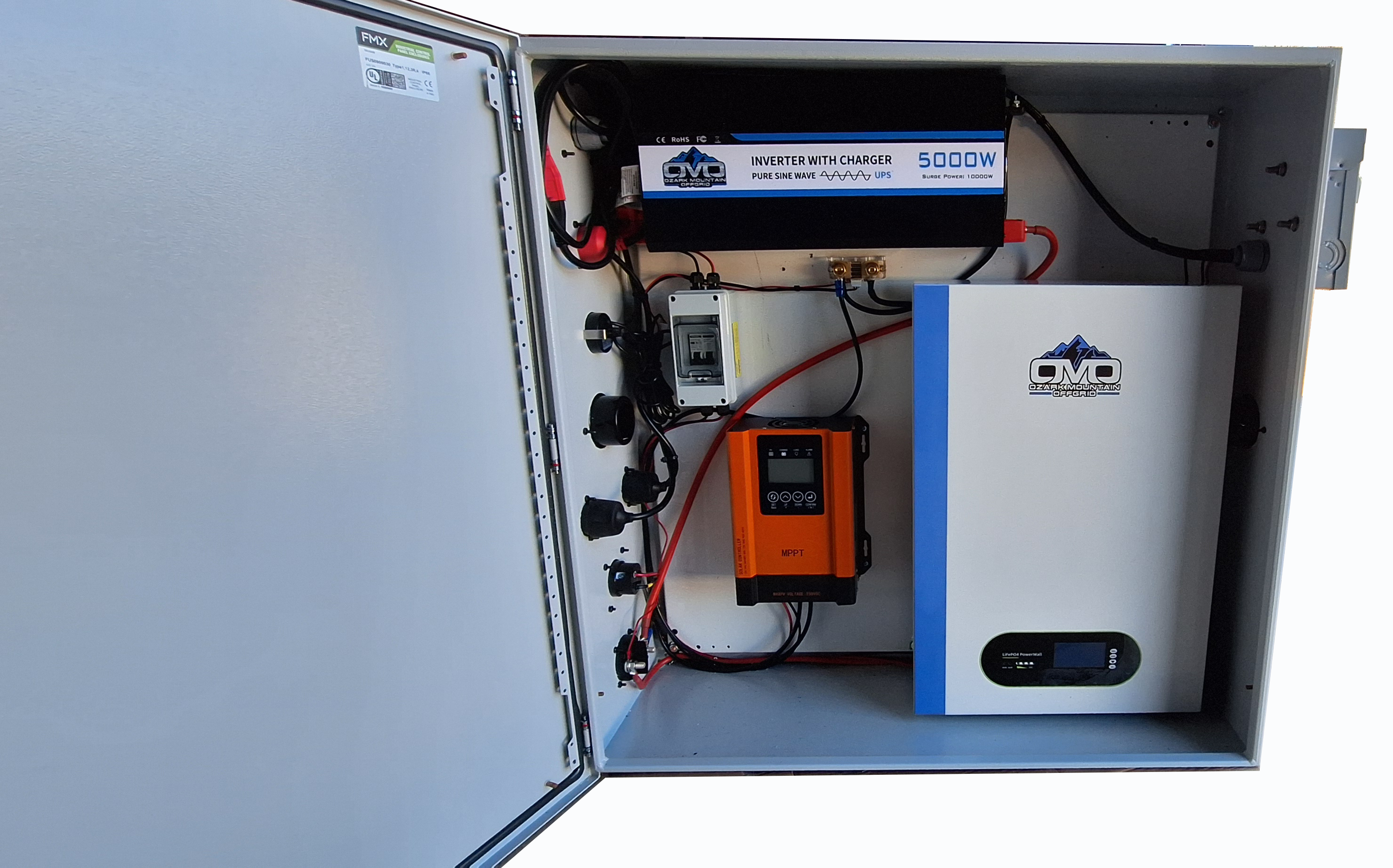 Boat Dock Offgrid Solar Kit - Mountable with Plug and Play Connections 5.12KW OMO Patriot Lithium Battery (No Solar Panels)