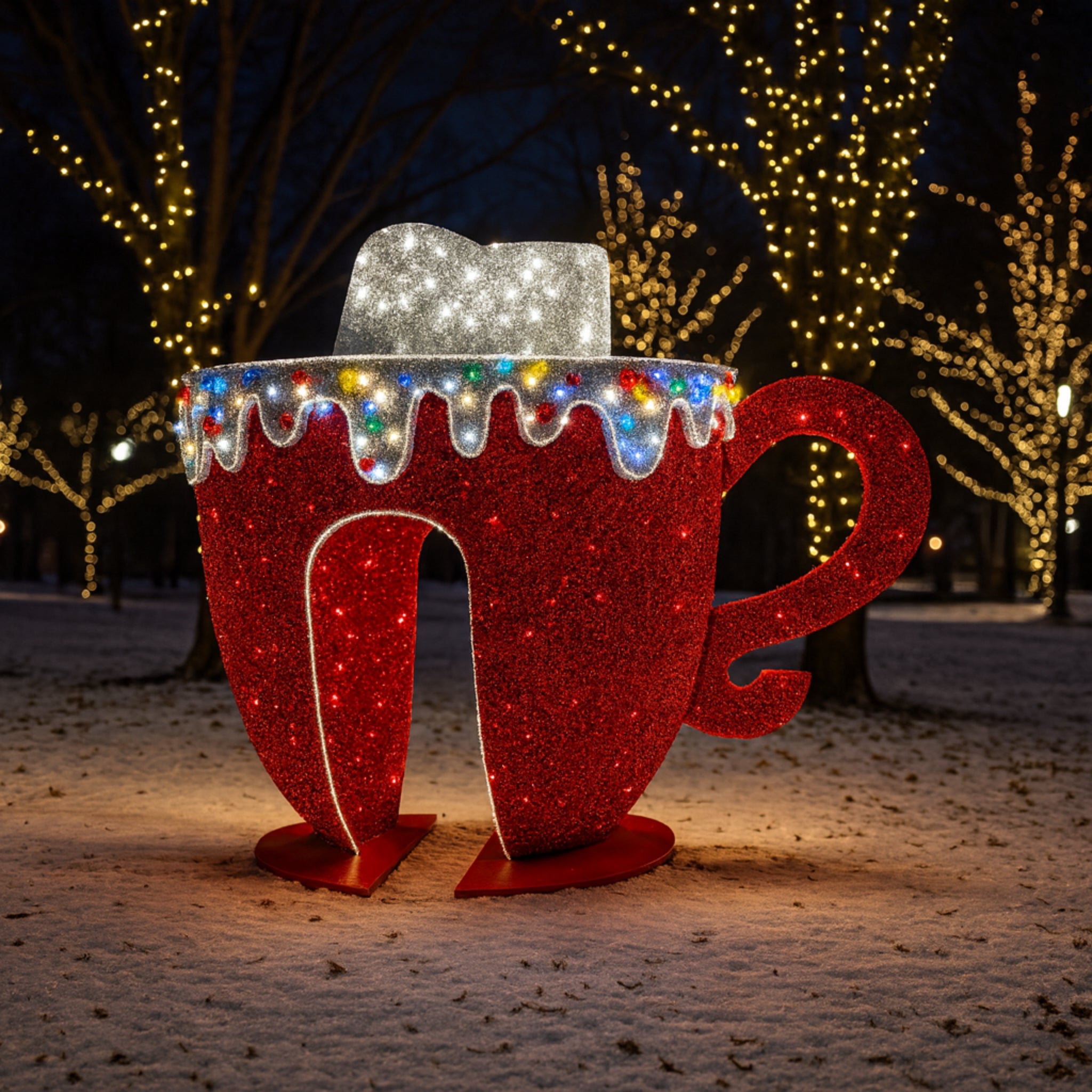 Giant Pre-Lit LED Walk-Through Hot Chocolate Mug