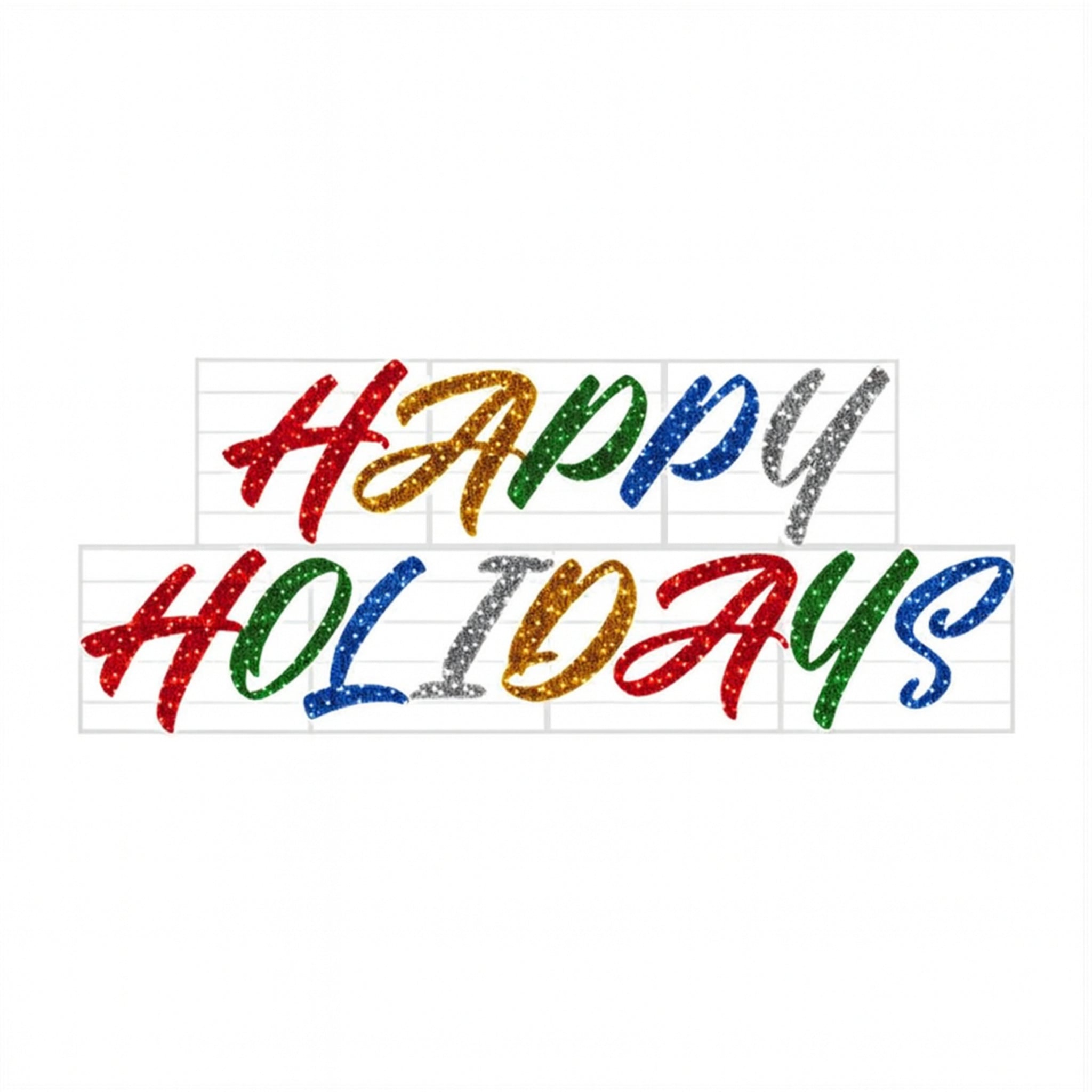 Giant Pre-Lit LED Stacked Happy Holidays 2D Wire Frame Decor