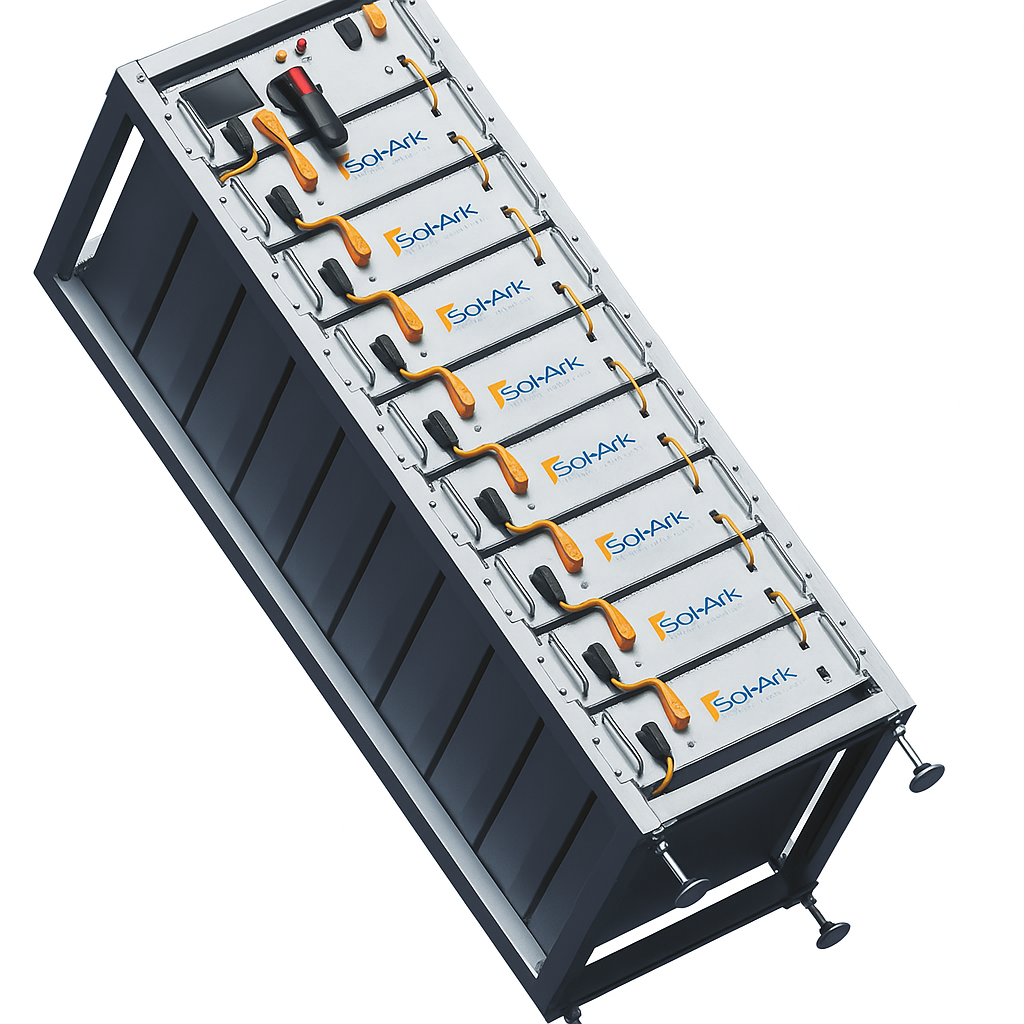 Commercial 60KW Solar Array - 3 Phase 480V Solar Kit + 60K 480V Sol-Ark Inverter + 60KW Sol-Ark INDOOR Lithium Battery +60.5KW Solar with Ground Mount and Wiring