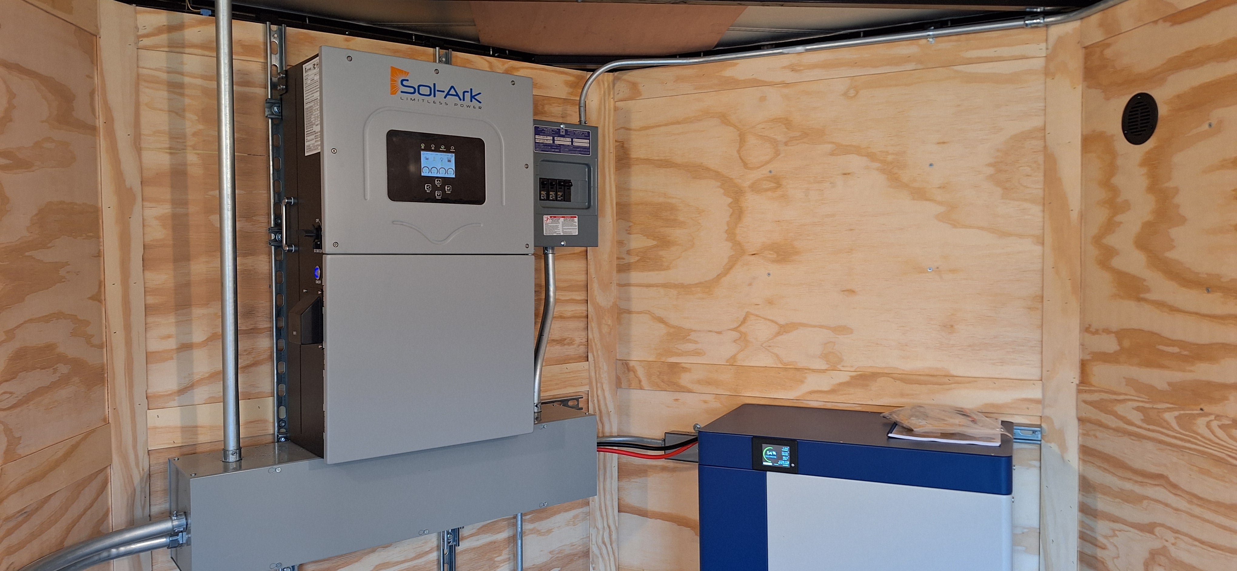 28' Enclosed SOLAR POWERED Offgrid Self-Sufficient Trailer - SOL-ARK 15K with OMO 32K Freedom Lithium Battery