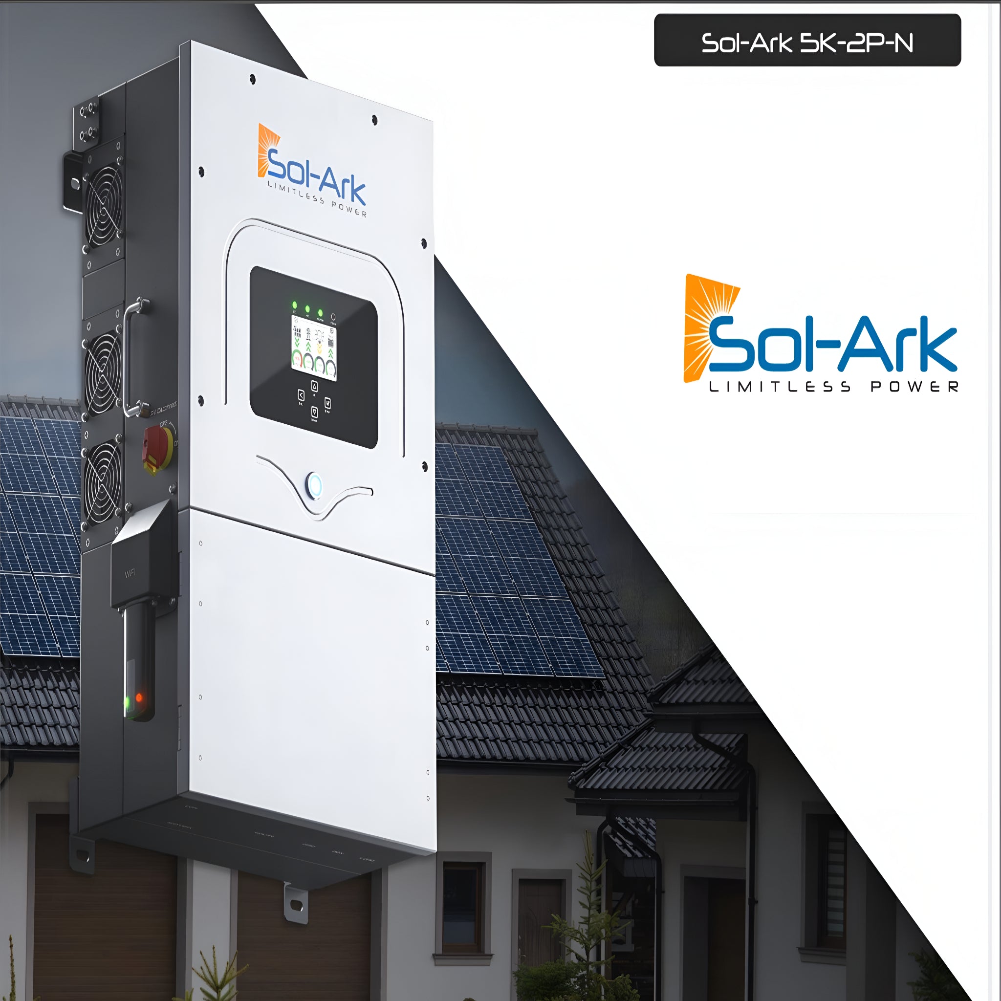 2.2KW Complete Offgrid Solar Kit + 5K Sol-Ark Inverter + 20.48KW OMO Stack Lithium Battery +2.2KW Solar with Mounting Rails and Wiring