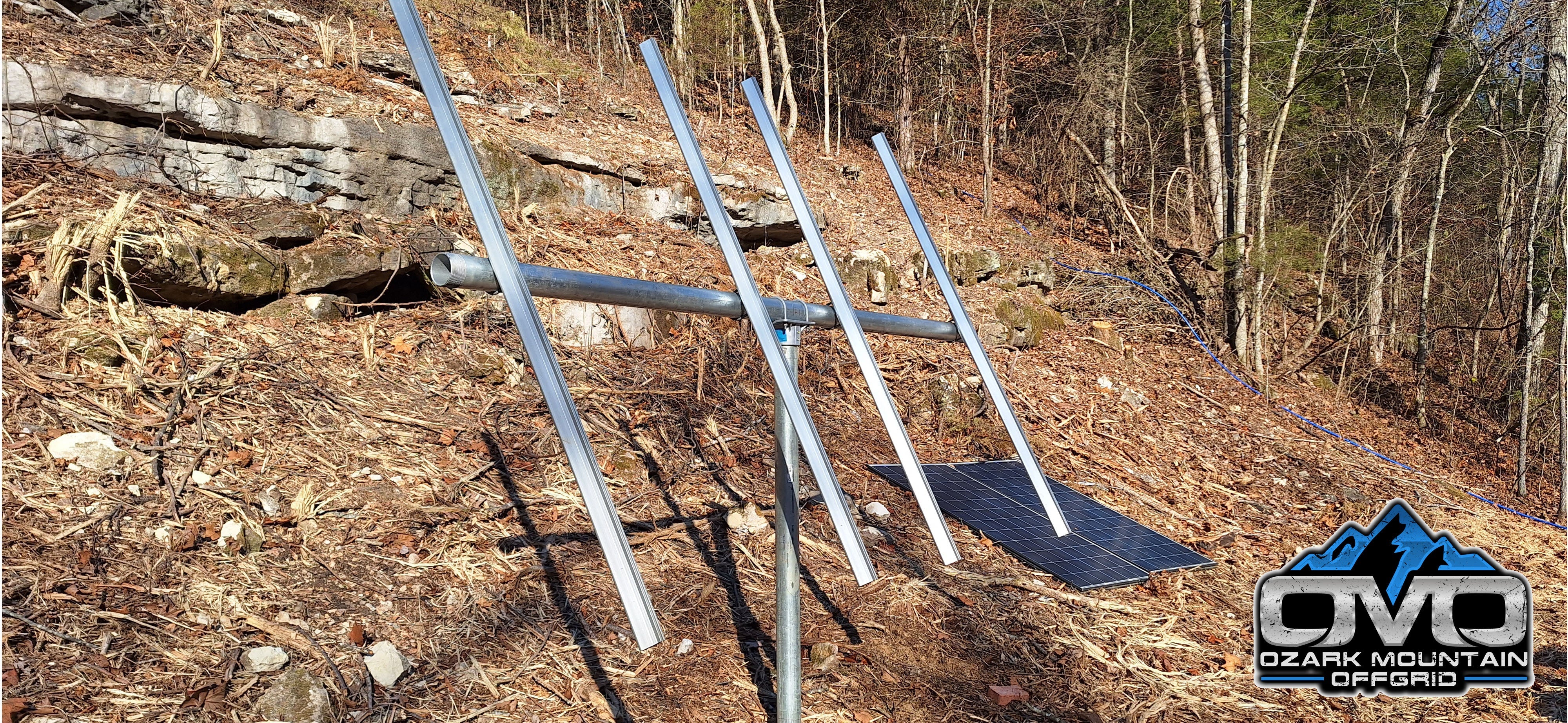 Adjustable Solar Panel 3" Pole Mount - 4x Solar Panels (With Modules) 1440 Watt Array