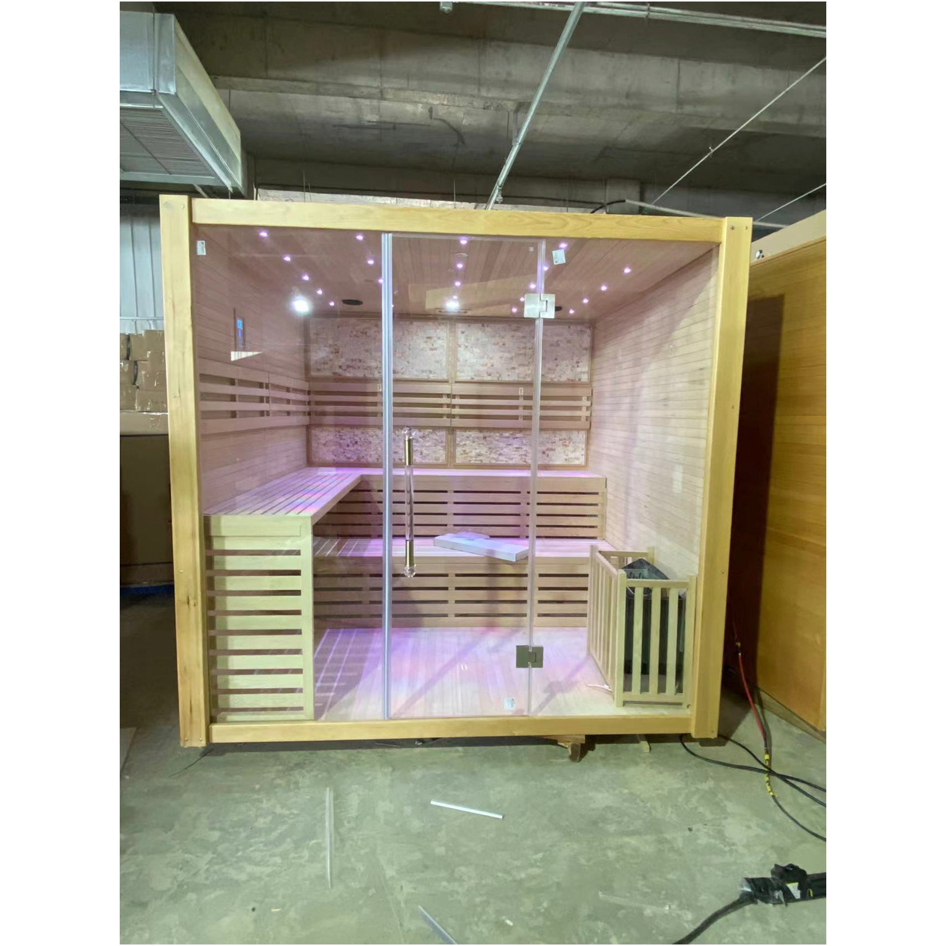 SAUNA EVOLUTION® Hemlock / Red Cedar Indoor Therapy Wood Steam Sauna Rooms Glass 09