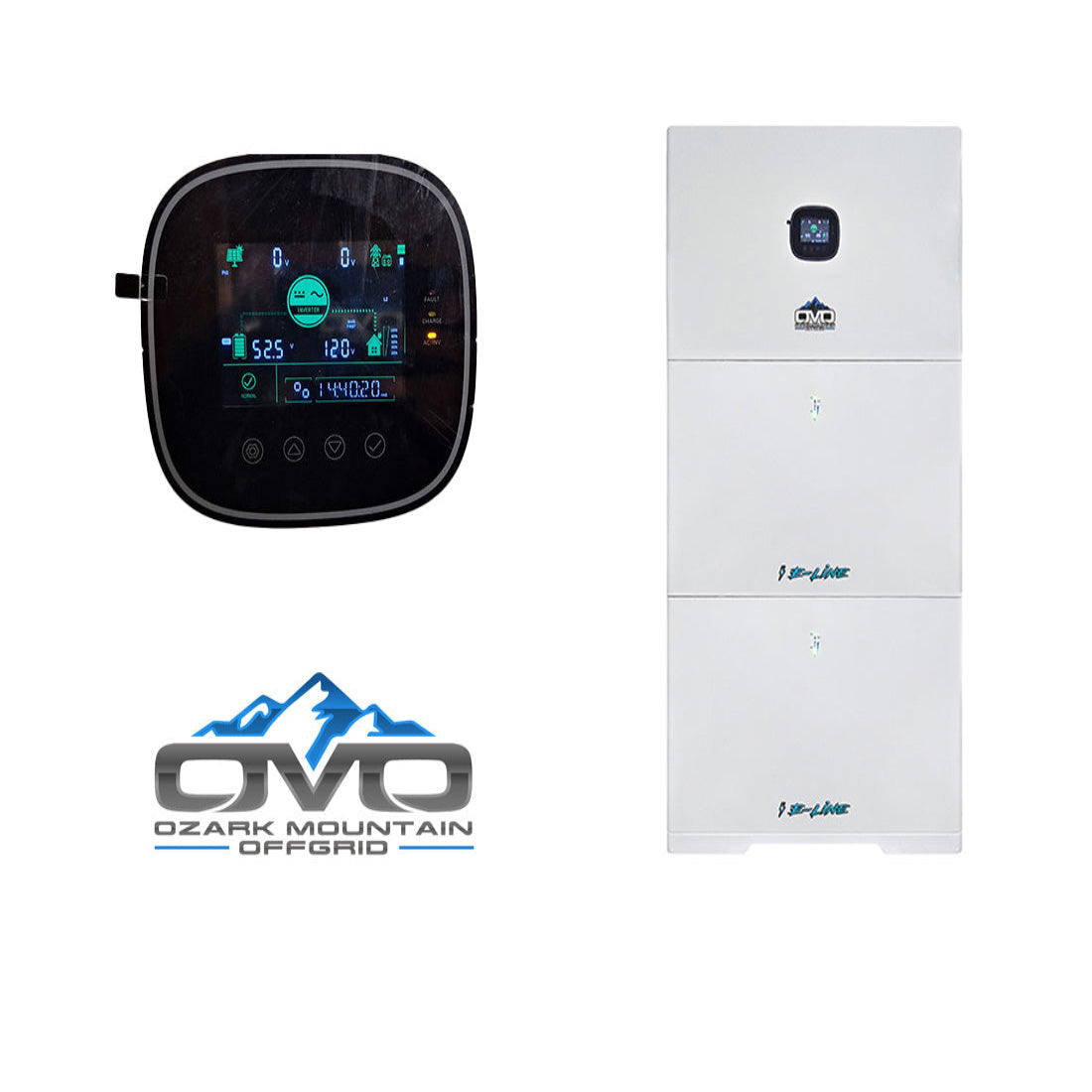 2.2KW Complete Offgrid Solar Kit + 10K 120V/240V OMO E-Line Inverter + 2x 10.24KW OMO E-Line Lithium Battery +2.2KW Solar with Roof Mounting Rails and Wiring