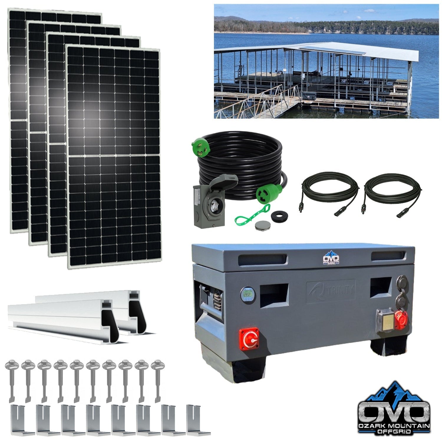 2.2KW Boat Dock Offgrid Solar Kit - Portable with Plug and Play Connections