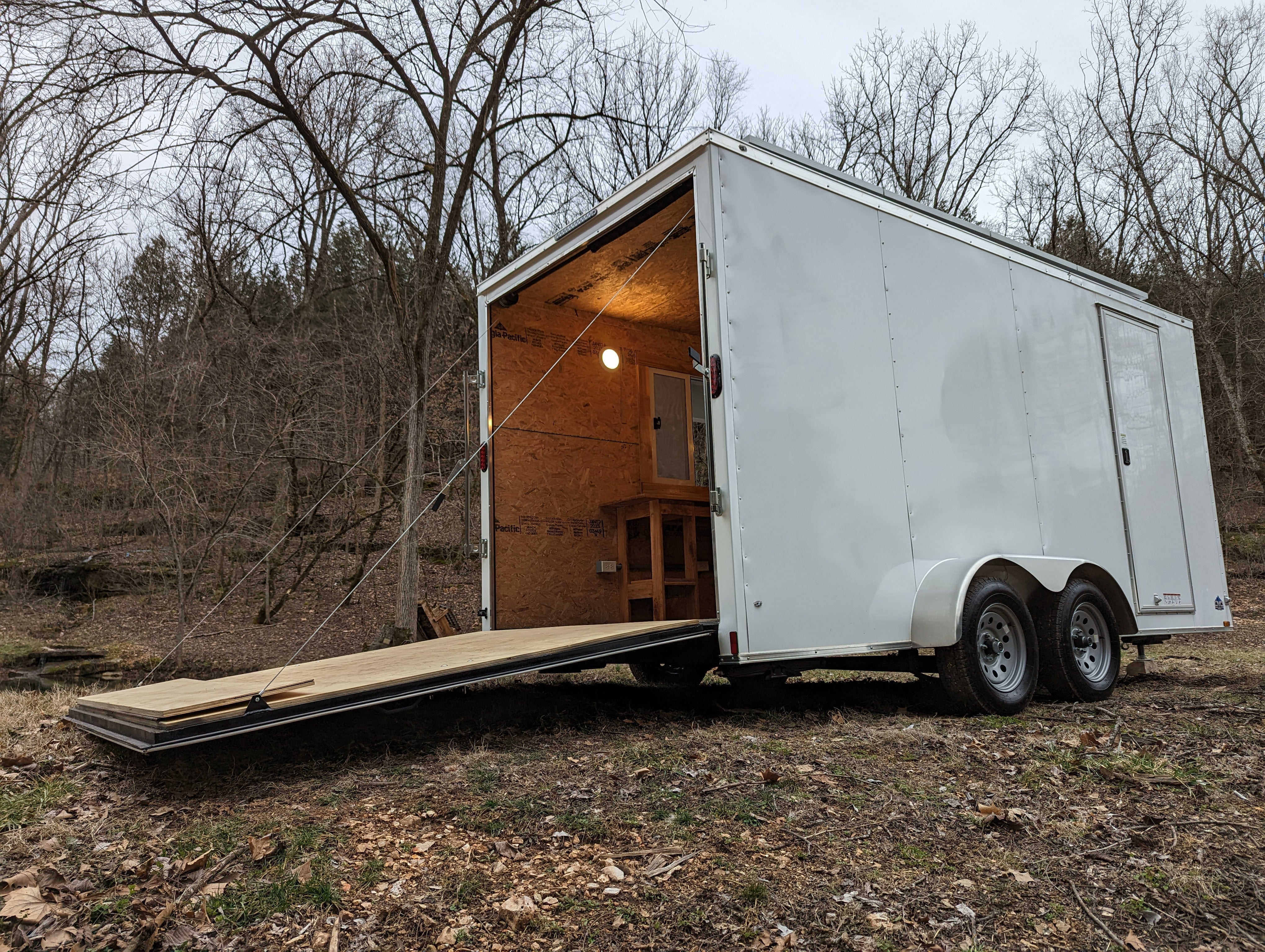 16' Enclosed SOLAR POWERED Offgrid Self-Sufficient Trailer - Concession Window Expanded Solar Array / Expanded Lithium battery bank - MOBILE STOREFRONT VERSION