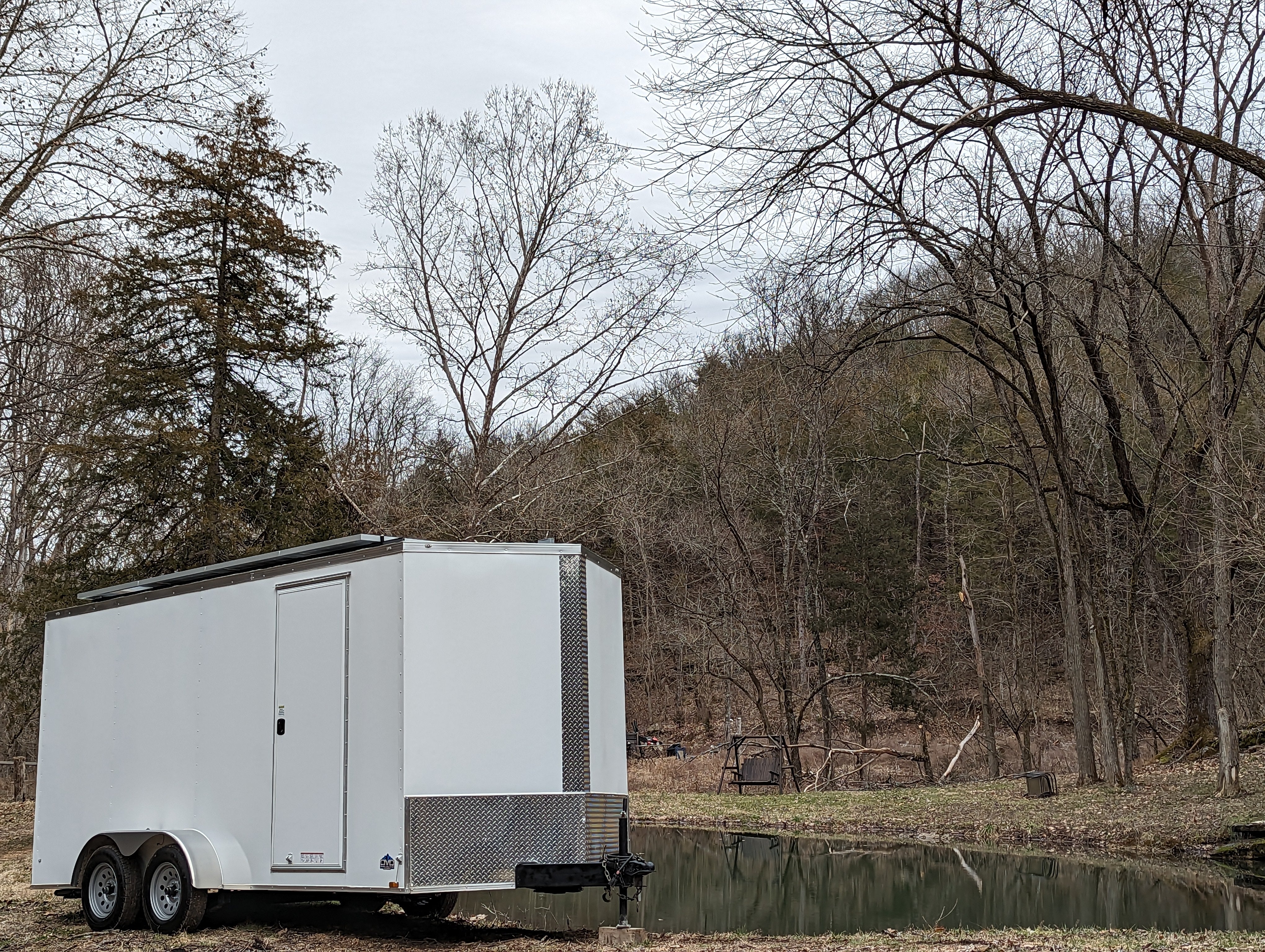16' Enclosed SOLAR POWERED Offgrid Self-Sufficient Trailer - Concession Window Expanded Solar Array / Expanded Lithium battery bank - MOBILE STOREFRONT VERSION