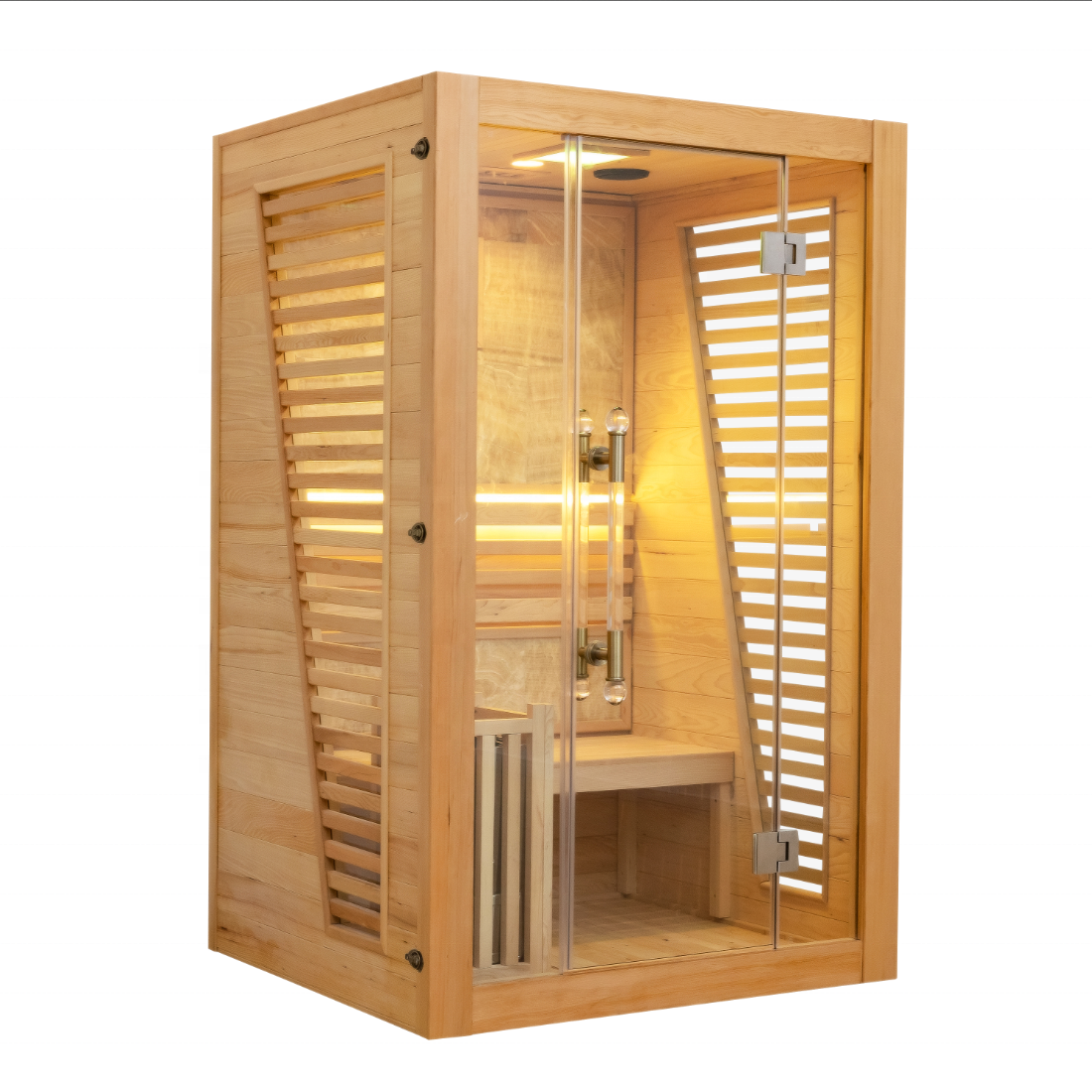 SAUNA EVOLUTION®  Commercial Red Cedar Hemlock Indoor Steam Sauna Room Glass 01