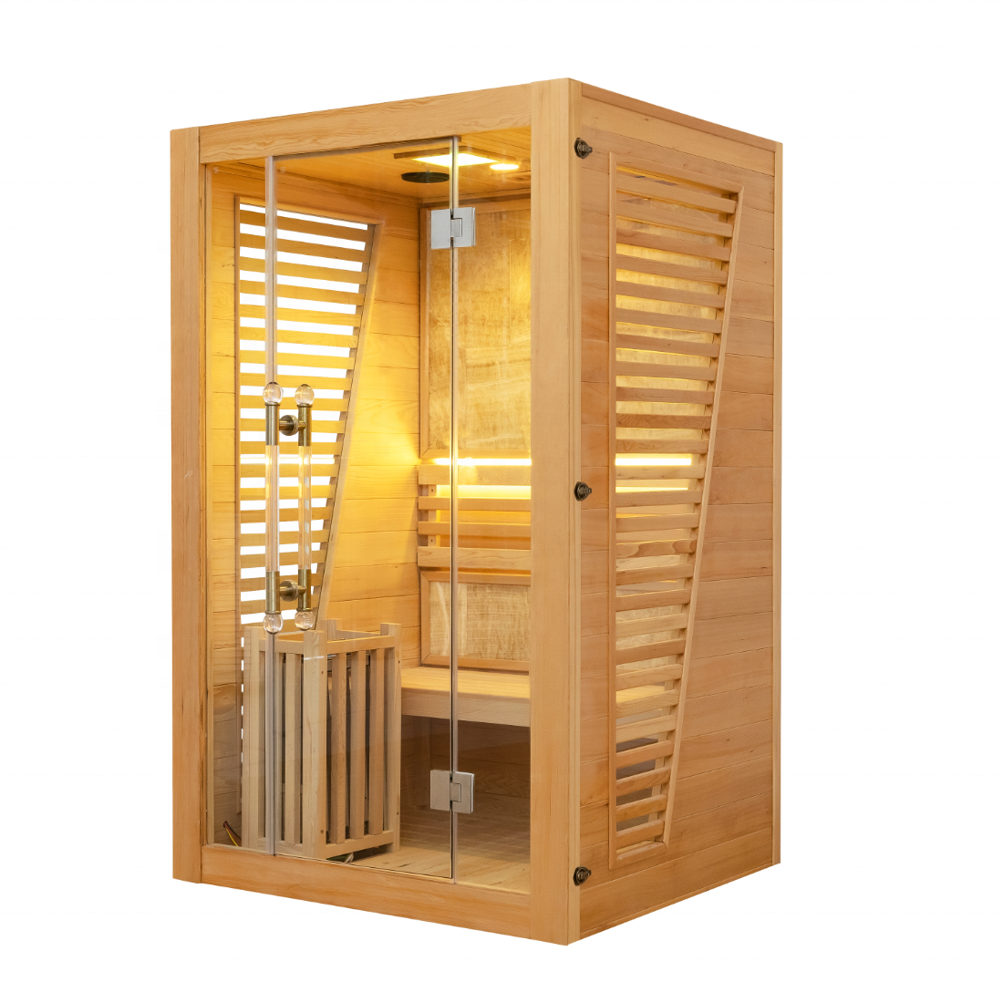 SAUNA EVOLUTION®  Commercial Red Cedar Hemlock Indoor Steam Sauna Room Glass 01