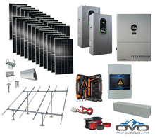 Load image into Gallery viewer, 12KW Complete Offgrid Solar Kit + EG4 FlexBOSS21 + 2x 14.3KW 48V EG4 Lithium Indoor Wall Battery + 13.2KW Solar with Ground Mount and Wiring