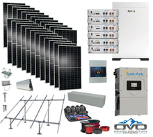 Load image into Gallery viewer, 12KW Complete Offgrid Solar Kit - 30.72kWh Pytes Lithium Battery + 15K Sol-Ark Inverter +13.2KW Solar with Ground Mount Rails and Wiring