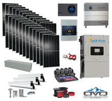 Load image into Gallery viewer, 12KW Complete Offgrid Solar Kit - Homegrid 9.6kWh Lithium Battery + 15K Sol-Ark Inverter +13.2KW Solar with Mounting Rails and Wiring