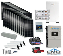 Load image into Gallery viewer, 12KW Complete Offgrid Solar Kit - 15.36kWh Pytes Lithium Battery + 15K Sol-Ark Inverter +13.2KW Solar with Mounting Rails and Wiring