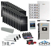 Load image into Gallery viewer, 12KW Complete Offgrid Solar Kit - 30.72kWh Pytes Lithium Battery + 15K Sol-Ark Inverter +13.2KW Solar with Mounting Rails and Wiring