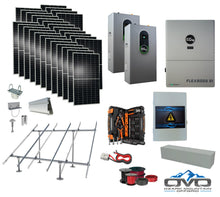 Load image into Gallery viewer, 15KW Complete Offgrid Solar Kit + EG4 FlexBOSS21 + 2x 14.3KW 48V EG4 Lithium Indoor Wall Battery + 15.4KW Solar with Ground Mount and Wiring