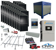 Load image into Gallery viewer, 15KW Complete Offgrid Solar Kit - 62kWh Lithium Battery + 15K Sol-Ark Inverter +15.4KW Solar with Ground Mount Rails and Wiring
