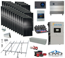 Load image into Gallery viewer, 15KW Complete Offgrid Solar Kit - Homegrid 9.6kWh Lithium Battery + 15K Sol-Ark Inverter +15.4KW Solar with Ground Mount Rails and Wiring