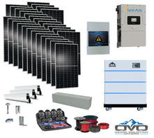 Load image into Gallery viewer, 15KW Complete Offgrid Solar Kit - 15K Sol-Ark Inverter + 15.36KW OMO Stack Lithium Battery +15.4KW Solar with Mounting Rails and Wiring