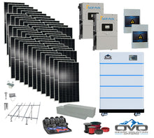 Load image into Gallery viewer, 25KW Complete Offgrid Solar Kit - 15K Sol-Ark Inverter + 20.48KW OMO Stack Lithium Battery +26.4KW Solar with Ground Mount  and Wiring