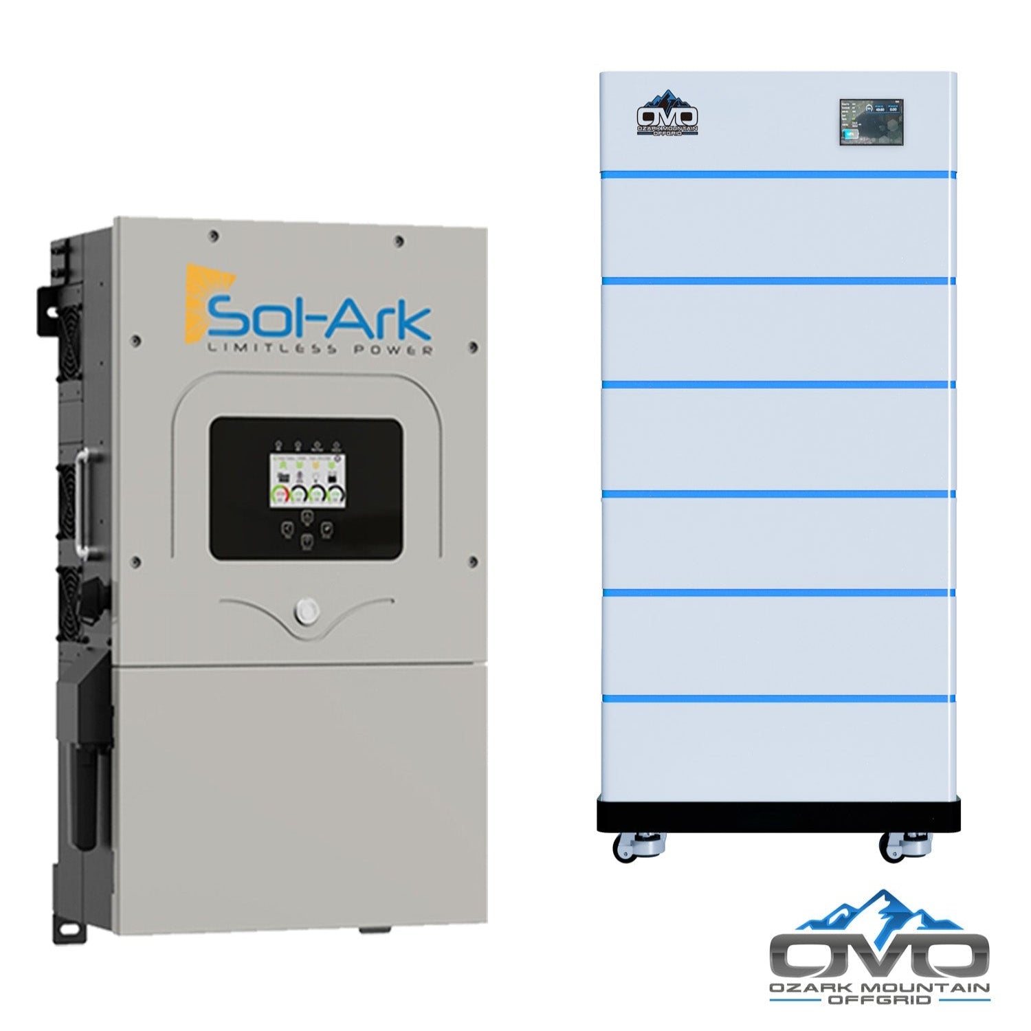 15KW Complete Offgrid Solar Kit - 15K Sol-Ark Inverter + 30.72KW OMO Stack Lithium Battery +15.4KW Solar with Mounting Rails and Wiring