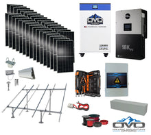 Load image into Gallery viewer, 17KW Complete Offgrid Solar Kit + EG4 18kPV + 32KW OMO 48V Freedom Series Lithium Battery + 17.6KW Solar with Ground Mount and Wiring