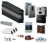 17KW Complete Offgrid Solar Kit + EG4 18kPV + 2x 14.3KW 48V EG4 Lithium Indoor Wall Battery + 17.6KW Solar with Roof Mounting Rails and Wiring