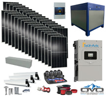 Load image into Gallery viewer, 17KW Complete Offgrid Solar Kit - 62kWh Lithium Battery + 15K Sol-Ark Inverter +17.6KW Solar with Roof Mounting Rails and Wiring