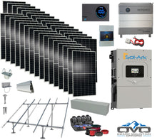 Load image into Gallery viewer, 17KW Complete Offgrid Solar Kit - Homegrid 9.6kWh Lithium Battery + 15K Sol-Ark Inverter +17.6KW Solar with Ground Mount and Wiring