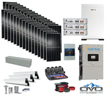 Load image into Gallery viewer, 17KW Complete Offgrid Solar Kit - 15.36kWh Pytes Lithium Battery + 15K Sol-Ark Inverter +17.6KW Solar with Mounting Rails and Wiring