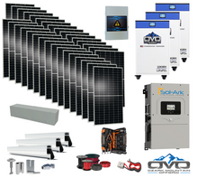 Load image into Gallery viewer, 17KW Complete Offgrid Solar Kit - 3x 32kWh OMO 48V Freedom Series Lithium Battery + 15K Sol-Ark Inverter +17.6KW Solar with Ground Mount and Wiring