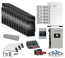 Load image into Gallery viewer, 17KW Complete Offgrid Solar Kit - 30.72kWh Pytes Lithium Battery + 15K Sol-Ark Inverter +17.6KW Solar with Mounting Rails and Wiring