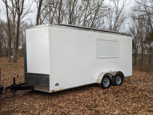 Load image into Gallery viewer, 16&#39; Enclosed SOLAR POWERED Offgrid Self-Sufficient Trailer - Concession Window Expanded Solar Array / Expanded Lithium battery bank - MOBILE STOREFRONT VERSION