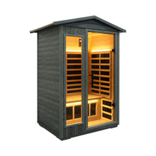Load image into Gallery viewer, Premium 2-Person Black Carbonized Walnut Low EMF Far Infrared Outdoor Sauna With Bluetooth Audio And LED Lighting (SAK16850)