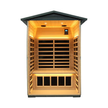 Load image into Gallery viewer, Premium 2-Person Black Carbonized Walnut Low EMF Far Infrared Outdoor Sauna With Bluetooth Audio And LED Lighting (SAK16850)