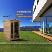 Load image into Gallery viewer, Luxury 2-Person Outdoor Low EMF Hemlock Infrared Sauna With Bluetooth And Chromotherapy Light (SAK97318)