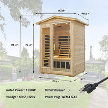 Load image into Gallery viewer, Luxury 2-Person Outdoor Low EMF Hemlock Infrared Sauna With Bluetooth And Chromotherapy Light (SAK97318)