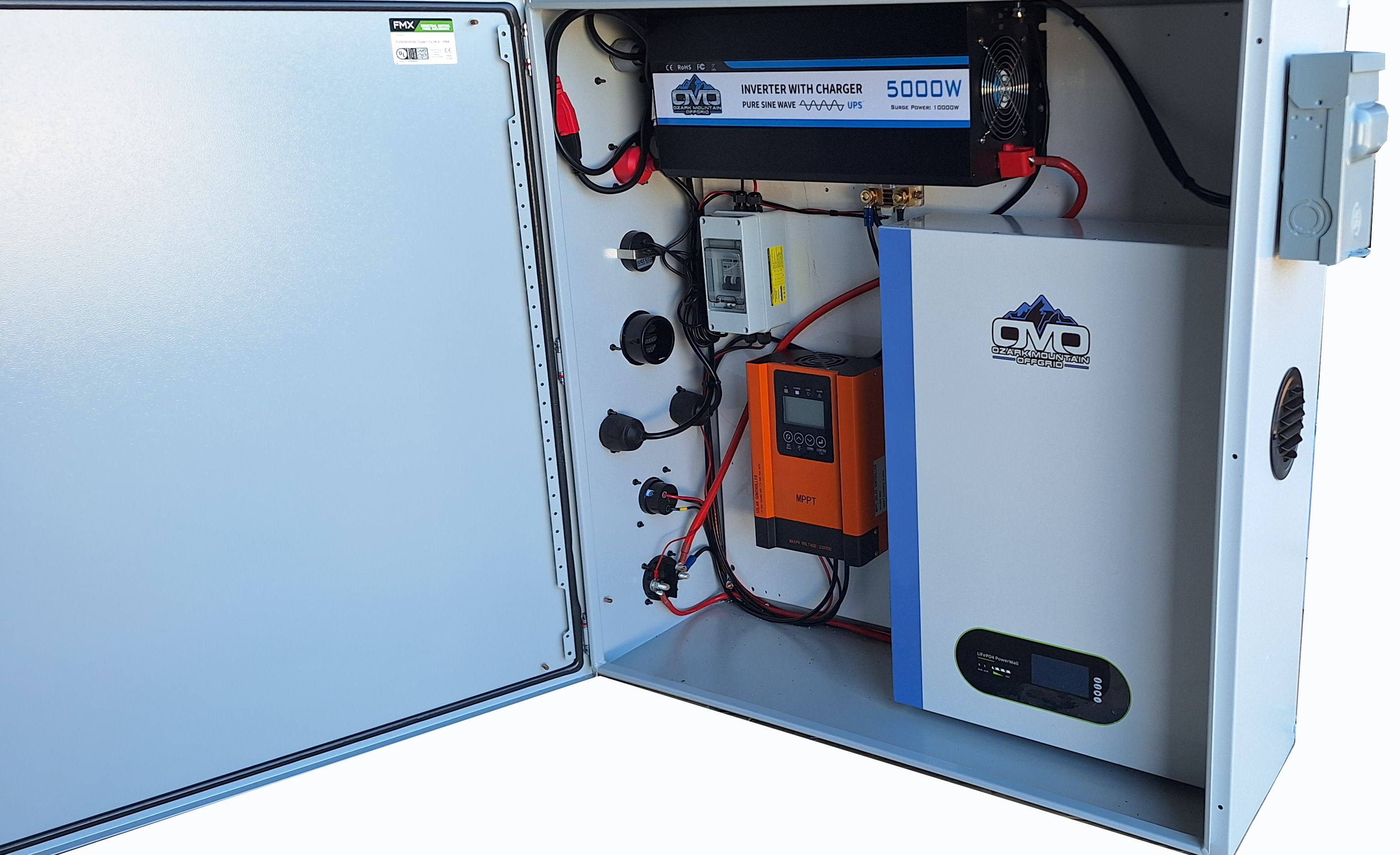 Boat Dock Offgrid Solar Kit - Mountable with Plug and Play Connections 5.12KW OMO Patriot Lithium Battery (No Solar Panels)