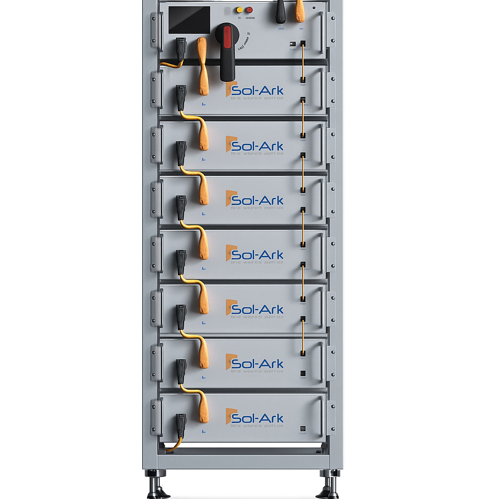 Commercial 60KW Solar Array - 3 Phase 208V Solar Kit + 2x 30K 208V Sol-Ark Inverter + 2x 40KW Sol-Ark INDOOR Lithium Battery +59.4KW Solar with Ground Mount and Wiring