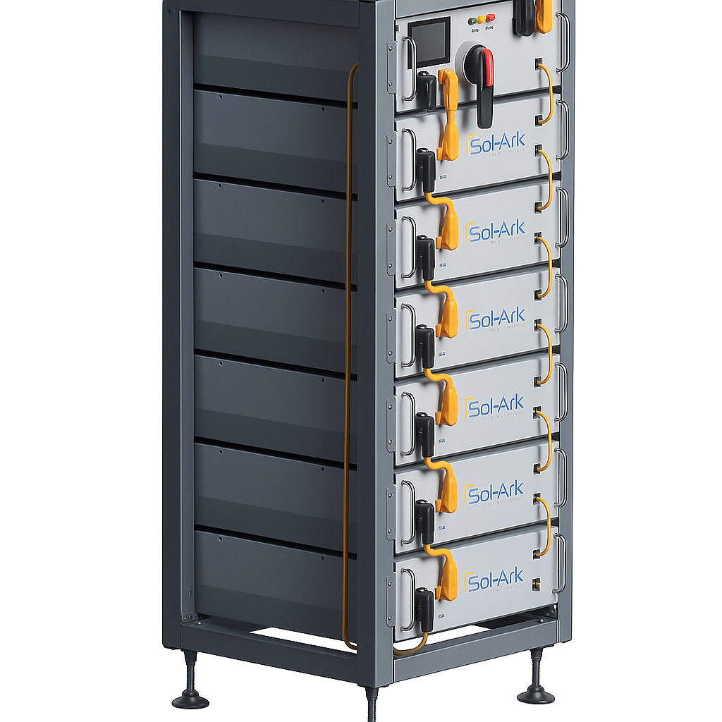 Commercial 60KW Solar Array - 3 Phase 480V Solar Kit + 60K 480V Sol-Ark Inverter + 60KW Sol-Ark INDOOR Lithium Battery +60.5KW Solar with Ground Mount and Wiring