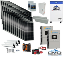 Load image into Gallery viewer, 20KW Complete Offgrid Solar Kit - 32kWh OMO 48V Freedom Series Lithium Battery + 2x 15K Sol-Ark Inverter +19.8KW Solar with Roof Mount and Wiring