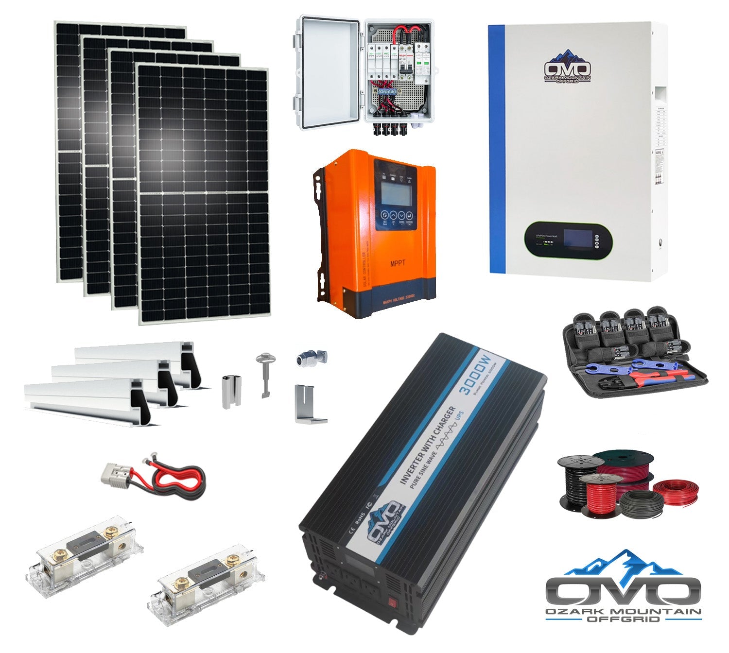 2.2KW Offgrid Solar Kit + OMO 5.12KW Patriot Lithium 48V Battery + 3KW  Inverter