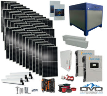 Load image into Gallery viewer, 25KW Complete Offgrid Solar Kit - 62kWh Lithium Battery + 2x15K Sol-Ark Inverter +26.4KW Solar with Roof Mounting Rails and Wiring