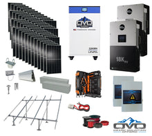Load image into Gallery viewer, 25KW Complete Offgrid Solar Kit + EG4 18kPV + 32KW OMO 48V Freedom Series Lithium Battery + 26.4KW Solar with Ground Mount and Wiring