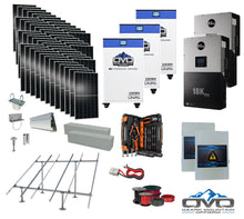 Load image into Gallery viewer, 25KW Complete Offgrid Solar Kit + EG4 18kPV + 3x 32KW OMO 48V Freedom Series Lithium Battery + 26.4KW Solar with Ground Mount and Wiring