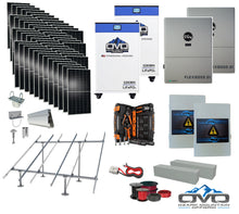 Load image into Gallery viewer, 25KW Complete Offgrid Solar Kit + EG4 FlexBOSS21 + 2x 32KW OMO 48V Freedom Series Lithium Battery + 26.4KW Solar with Ground Mount and Wiring