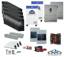 Load image into Gallery viewer, 25KW Complete Offgrid Solar Kit + EG4 FlexBOSS21 + 2x 32KW OMO 48V Freedom Series Lithium Battery + 26.4KW Solar with Roof Mounting Rails and Wiring